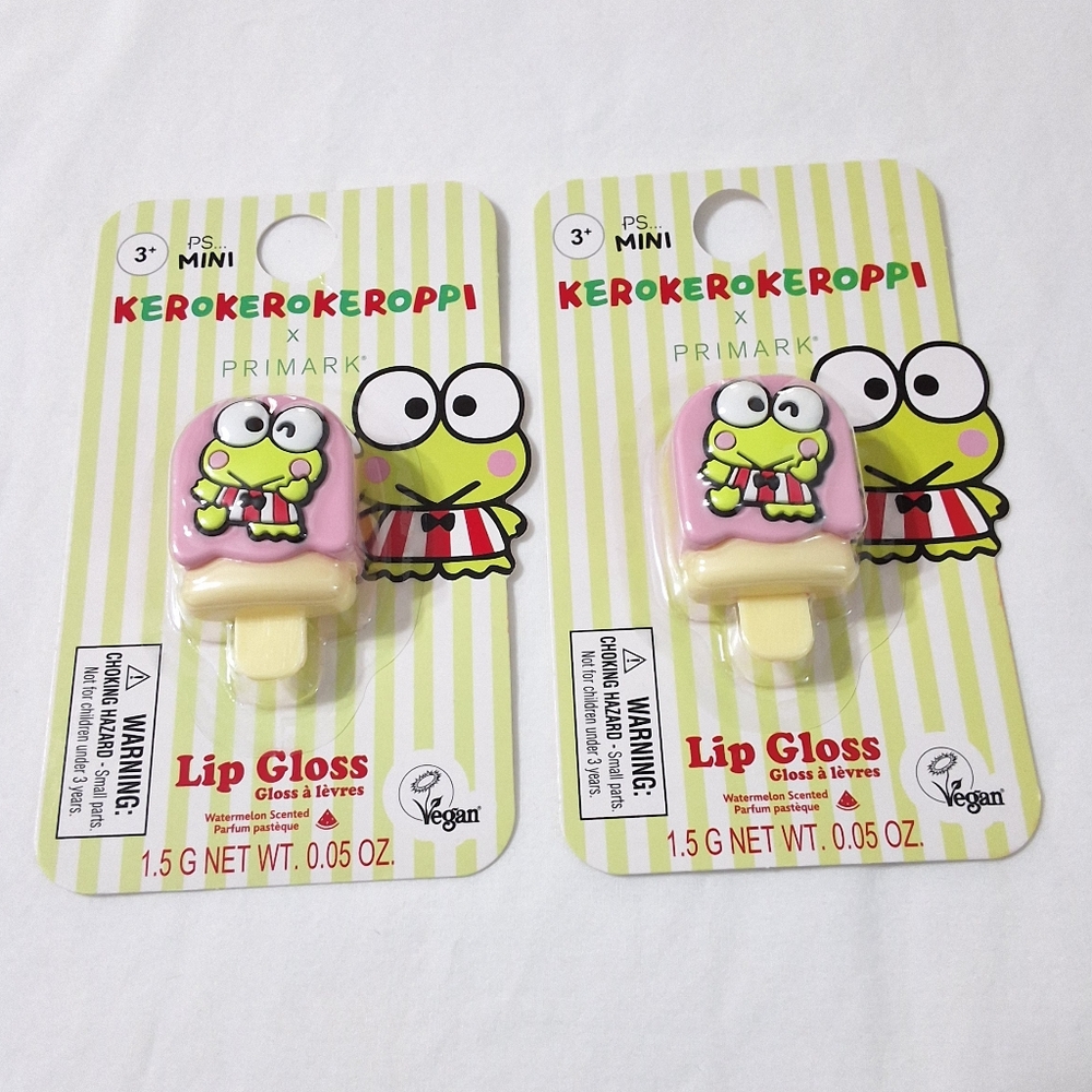 Keroppi Sanrio Cute Watermelon Scented Lip Gloss, Bundle Of 2, NEW, Vegan